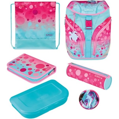 Herlitz Ученическа чанта-раница SoftLight Plus GREENLine Pink Bubbles - Herlitz