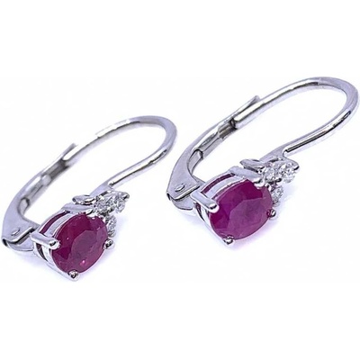 Diante zlaté náušnice s rubínem a brilianty 83000446