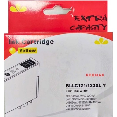Neomax Касета за Brother MFC J470DW/J650DW/J870DW/J4410DW/J4510DW/J4610DW/J4710DW/J6920DW/J132W, DCP J552DW/J752DW/J4110DW - Yellow - BI-LC123XLY - Neomax - Неоригинална, Заб. : 10 ml капацитет (BI-LC123XLY)