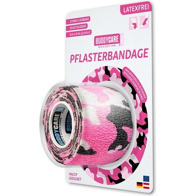 BUDDYCARE®MED Náplast 5 cm x 4,5 m růžový maskáč