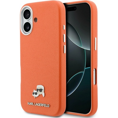 KARL LAGERFELD PU Karl and Choupette Heads Pins MagSafe Задний Чехол для iPhone 17 Orange Karl Lagerfeld | Oranzhev | МЪЖЕ | UNI