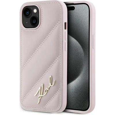 KARL LAGERFELD Калъф Karl Lagerfeld Diagonal Quilted Script за iPhone 15 / 14 / 13 - розов (3666339252502)