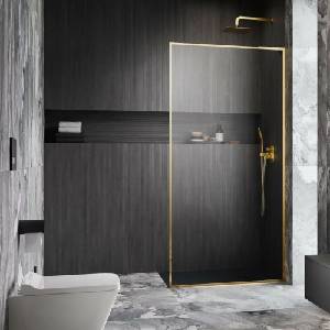 Radaway Параван за душ кабина Radaway Modo F SL II, гланцово-прозрачен, златист, 120 см, 8 мм, закалено стъкло, десен (10419124-09-01R)