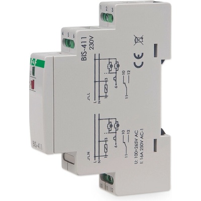 BIS-411/230 - Impulzné relé ZAPNI/VYPNI, 230V, 16A, 1x NO/NC