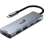 Genius UH-500 USB-C към HDMI 2xUSB3.0 USB-C 100W PD Сив 31240003400 (31240003400)