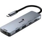 Genius UH-500 USB-C към HDMI 2xUSB3.0 USB-C 100W PD Сив 31240003400 (31240003400)