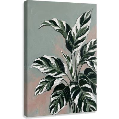 Obraz s listami tropickej rastliny na plátne – s ručne maľovanými detailmi - 40x60 cm