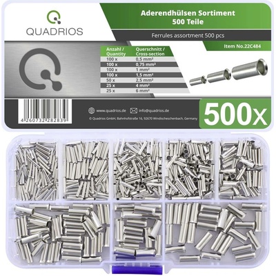Quadrios 22C484 sada dutiniek 0.5 mm², 0.75 mm², 1.0 mm², 1.5 mm², 2.5 mm², 4.0 mm², 6.0 mm² neizolované 500 ks