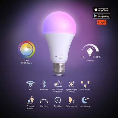Retlux RSH 104 A70 E27 žár. 14 W RGB CCT LED SMART žárovka