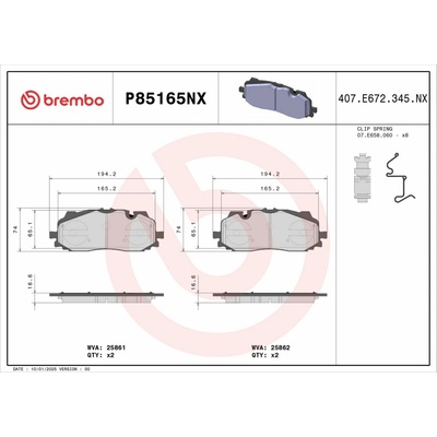 Sada brzdových platničiek kotúčovej brzdy BREMBO XTRA LINE - Ceramic P85165NX