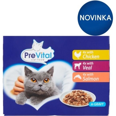 PreVital s kuracinou teľacinou lososom v omáčke 12 x 100 g