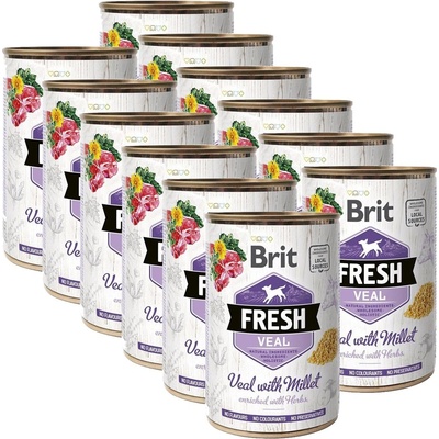 Brit Консерва Brit Fresh Телешко с просо 12 x 400 г