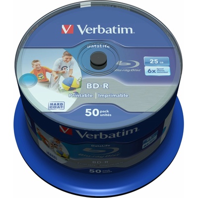 Verbatim BD-R SL 25GB 6x, printable, spindle, 50ks (43812)