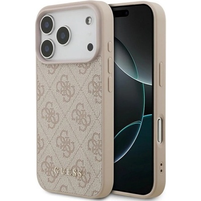 CG Mobile iPhone 17 Pro GUESS 4G CLASSIC силиконов протектор за телефон, удароустойчив, заден капак с ефект на еко кожа, цвят ROSS GUHCP17LG4GFPI (GUHCP17LG4GFPI)