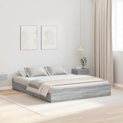 zahrada-XL 3335298 Rám postele s úložným prostorem s čelo Šedá sonoma