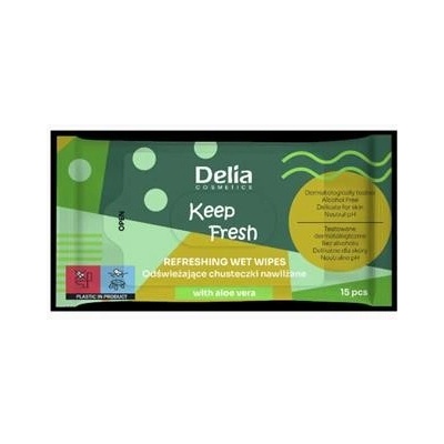 Delia Cosmetics vlhčené ubrousky Aloe vera 15 ks