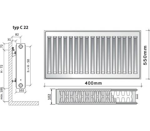 Purmo C22 550 x 400
