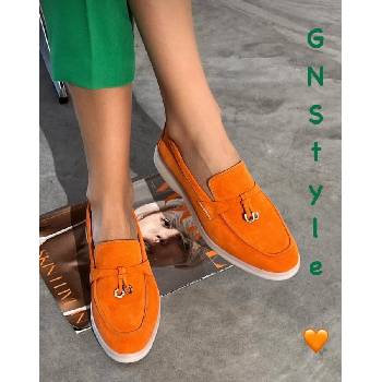 GNStyle ЛУКСОЗНИ ТРЕНД МОКАСИНИ ОТ ЕСТЕСТВЕН ВЕЛУР В ОРАНЖЕВ ЦВЯТ