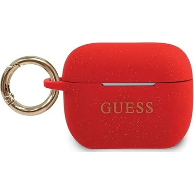 Guess GUACAPSILGLRE калъф за AirPods Pro, червен, силиконов с брокат (GUACAPSILGLRE)