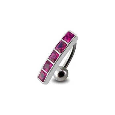 Šperky4U stříbrný piercing do pupíku tmavě růžové zirkony BP01162-F