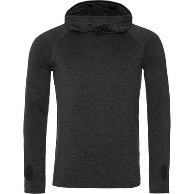 Just Cool pánské tričko s kapucí Cowlneck černá břidlicová žíhaná