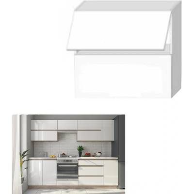 Горен шкаф Line 80 cm с 2 хоризонтални супер гланц бял HG