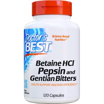 Doctor's Best Betaine HCl + Pepsin & Gentian Bitters hořec 120 kapslí