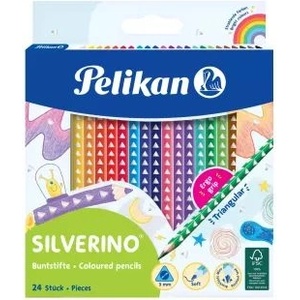 Herlitz Pelikan: Триъгълни цветни моливи „Silverino - комплект от 24 броя