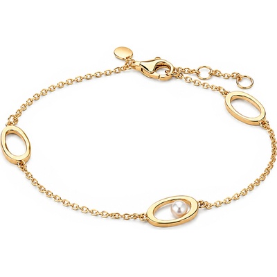 Pandora Pozlátený náramok s pravou perlou Essence Shine 564677C01 18 cm