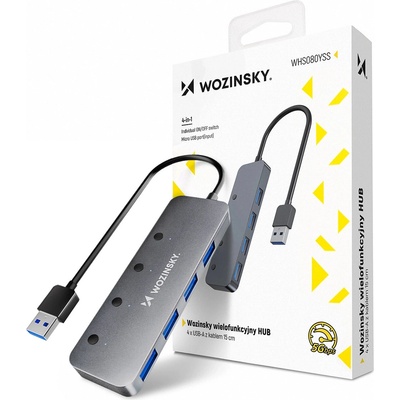 Wozinsky USB-A Хъб Wozinsky WHS080YSS 4 x USB-A 3.0 с индивидуални превключвате (5907769366451)