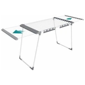 Songmics clothes airer, floor dryer, extendable wings, wing clothes airer, 22 m drying area, wing clothes dryer with sock holder, foldable, pearl white-dove gray LLR522WK01