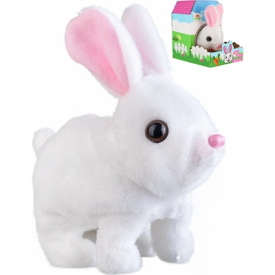 Teddies Králík Ben skákající plyš/plast 16xna baterie se zvukem v krabici 13x19x18 cm 17 cm