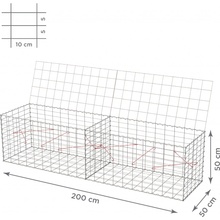 TopStone Gabiónový kôš s vekom: 200 x 50 x 50 cm - oko siete 10x5cm