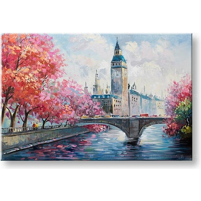 Maľovaný obraz na stenu MESTO 90x60 cm - 90×60 cm / Klasický 2 cm