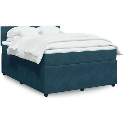 vidaXL 11461.3290086 Boxspring postel s matrací modrá samet