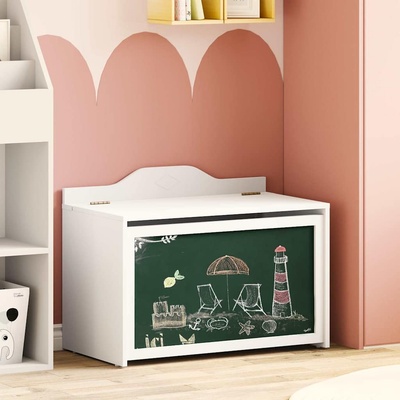 vidaXL Кутия за съхранение с предна страна за тебешир ROROS Бяло (42003028)