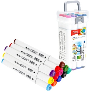 Deli Color Emotion Комплект маркери за скициране от 12 части с двоен край и триъгълна форма DEL70803-12 (DEL70803-12)