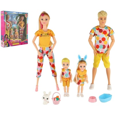 Teddies Panenka s panáčkem 30 cm s dětmi 2 ks rodina plast