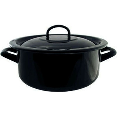Münder Email Čierny smaltovaný hrniec s pokrievkou Blacck 20cm 2,8L