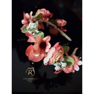 Radi handmade Диадема с коралови рози и хортензии (1008)