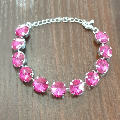 For You rhodiovaný náramok Swarovski elements rivoli Fuchsia Nar-riv-12-001 ružový