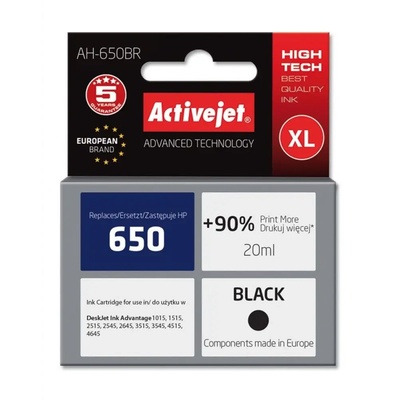 Activejet Мастило Activejet AH-650BR (заместител за HP 650 CZ101AE, Premium, 20 ml, черно) (AH-650BR)