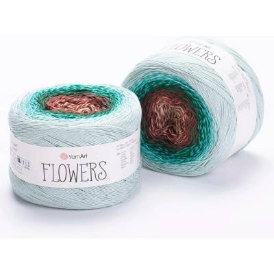 Yarn Art příze Flowers 318 béžová, cihlová, modrá