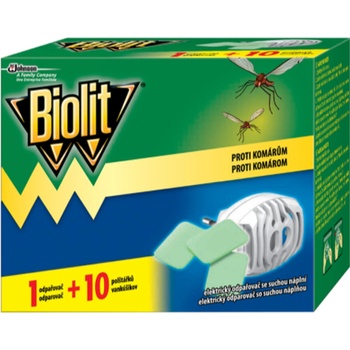 Biolit elektrický odpařovač proti komárům s polštářky 10 nocí + náhradní náplň 10 kusů