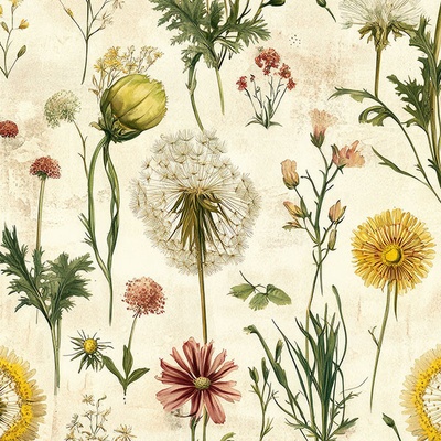 Takoy Designová ekokůže (koženka) s potiskem vintage pampeliška
