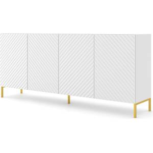 BIM Furniture Комод SURF 4D 200 cm, бял мат, златни крака (SURFCAB200WGLEGS)
