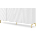 BIM Furniture Комод SURF 4D 200 cm, бял мат, златни крака (SURFCAB200WGLEGS)