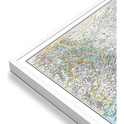 National Geographic Indie - nástěnná mapa Classic 60 x 76 cm Varianta: mapa v hliníkovém rámu, Provedení: bílý rám