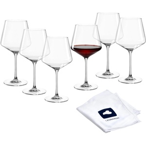 Leonardo home PUCCINI burgundy glass (set of 6) incl. polishing cloth Dishwasher-safe wine glasses (730 ml) Shockproof & suitable for everyday use 040981 (040981)