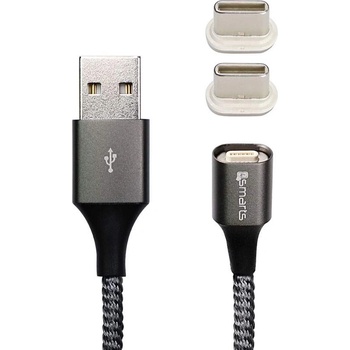 4smarts Magnetic USB Cable GRAVITYCord 2.0 with Two USB-C Connectors - кабел с магнитен накрайник с два USB-C конекторa за устройства с USB-C (100см) (сив)